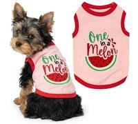 Parisian Pet Dog Shirt - 100% Cotton Shirts for Small Dogs - Pullover Sleeveless Puppy Vest - Breathable Cute Watermelon Pet Apparel - Pink Summer Dog Clothes - Stretchy T Shirts for Dogs