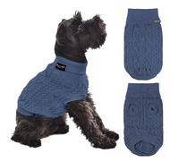 Parisian Pet Pull Over Turtleneck, Cable Knit Navy Thick Sweater - Flexible Arm Holes Large Dog Sweater - Fall, Winter Dog Clothes