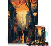 Parisian Romance Hard Jigsaw Puzzle for Adults 1000 Pieces Think Toy Peaceful Fun Clean Cut Fine Art Piece (38x26cm)