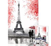 Parisian Romance Jigsaw Puzzle 1000 Piece for Teenagers Serene Peaceful Play Activity Peaceful Calm Stress Relief (50X75cm)