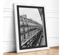 Parisian Roofline Vintage Framed Wall Art Print A4 (29.7×21cm) White, Wall Decor for Living Room, Bedroom, Office & Home, Ready to Hang, Art Gift
