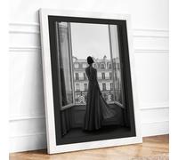 Parisian Silhouette Vintage Framed Wall Art Print A4 (29.7×21cm) White, Wall Decor for Living Room, Bedroom, Office & Home, Ready to Hang, Art Gift