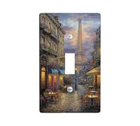 Parisian Street Light Switch Cover Plates/Outlet Covers, Vintage City Landscape for Home Decor, Thermoplastic Wall Plates, Standard Size Single Toggle
