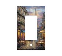 Parisian Street Light Switch Cover Plates/Outlet Covers, Vintage City Landscape for Home Decor, Thermoplastic Wall Plates, Standard Size Single Rocker