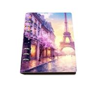 Parisian Street Notebook, Pu Leather Notebooks, Lined Paper University Notebook 180Pages/90Sheets, Lined Book for Dairy, Note Books for Journaling Writing, Revision Supplies Journal Diary