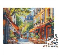 Parisian Street Scene 1000 Pieces Recycled Cardboard Puzzle for Kids 12+ Rainy Day Indoor Activity Brain Training Team Building Social Icebreaker 38x26cm/1000pcs