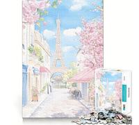 Parisian Street with Eiffel Tower 1000 Pieces Jigsaw Puzzles for Adults Clear Logic Toy Relaxing Fun Perfect Cut Elegant Gift (50x75cm)