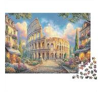 Parisian Street with Eiffel Tower Adult Jigsaws for Decompression: Colosseum in Colorful Sky Educational Game Challenge Wall Decoration 70x50cm/1000pcs