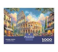 Parisian Street with Eiffel Tower Jigsaw Puzzle Rome Colosseum 1000 Pieces for Couples Logic Skill Party Puzzle Gift for Collectors 52x38cm/1000pcs