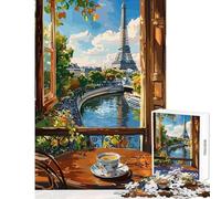 Parisian View with Coffee Cup 1000 Piece Jigsaws for Teenagers Boost Memory Retention Effectively Calming Relaxing Leisure Game (38x52cm)
