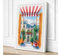 Parisian Window Vintage Canvas Wall Art Print 24x16 Inch (61 x 41 cm)