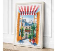 Parisian Window Vintage Canvas Wall Art Print 24x16 Inch (61 x 41 cm)