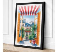 Parisian Window Vintage Canvas Wall Art Print 30x20 Inch (76 x 51 cm)