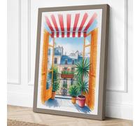 Parisian Window Vintage Canvas Wall Art Print 36x24 Inch (91 x 61 cm)