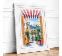 Parisian Window Vintage Framed Wall Art Print A2 (59.4×42cm) White, Wall Decor for Living Room, Bedroom, Office & Home, Ready to Hang, Art Gift