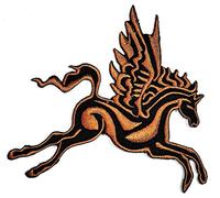PARITA Brown Horse Pegasus Fly Wings Cartoon Kids Sew On Applique Patch Embroidery Embroidered Patch for Backpacks Jeans Jackets T-Shirt Clothing