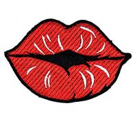 PARITA Red Lips Lipstick Mouth Sexy kiss Smooch Cartoon Patch Embroidery Iron on Sew on Applique Badge DIY Handmade for Jacket Polo T-Shirt Hat Bag Craft Decorative Repair