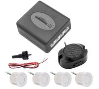 Park Assist Sensors 22mm 4PCS Sensors Car Parking Sensor Kit Reversing Radar Sound Alert Indicator Probe DC 12V Universal(White sensor)