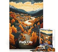 Park City Autumn Landscape Jigsaw Puzzles for Adults1000 Pieces Intellect Toy Calming Play Quality Cut Wall Art Decor (50x75cm)