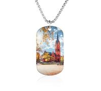 Park in Frankfurt Funny Memorial Necklace Lightweight Printed Photo Necklaces Metal Tag Pendant