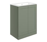 Park Lane Floor Standing 2 Door Basin Unit & Basin 615mm - Matt Reed Green