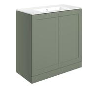 Park Lane Floor Standing 2 Door Basin Unit & Basin 815mm - Matt Reed Green