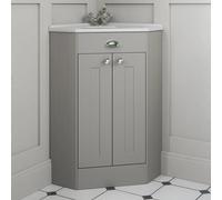 Park Lane Oxford Grey Traditional Corner Vanity Unit with Basin - 580mm - Double Doors
