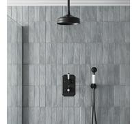 Park Lane Rye Traditional Thermostatic Ceiling Dual Head Concealed Mixer Shower Black