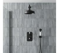 Park Lane Rye Traditional Thermostatic Wall Dual Head Concealed Mixer Shower Black