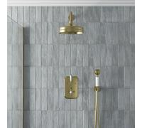 Park Lane Rye Traditional Thermostatic Wall Dual Head Concealed Mixer Shower Brushed Brass