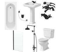 Park Lane Traditional Black Complete Bathroom Suite with Single Ended Bath - 1700mm