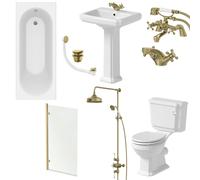 Park Lane Traditional Brass Complete Bathroom Suite with Single Ended Bath - 1700mm