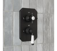 Park Lane Traditional Concealed Thermostatic Shower Mixer Valve Black - Twin Outlets