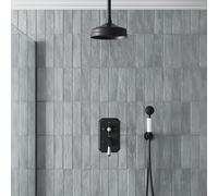 Park Lane Traditional Thermostatic Dual Head Concealed Mixer Shower - Black, Ceiling Fed