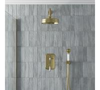 Park Lane Traditional Thermostatic Dual Head Concealed Mixer Shower - Brushed Brass