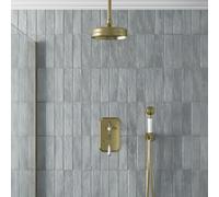 Park Lane Traditional Thermostatic Dual Head Concealed Mixer Shower - Brushed Brass, Ceiling Fed