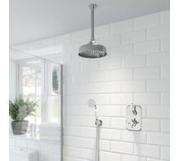 Park Lane Traditional Thermostatic Dual Head Concealed Mixer Shower - Chrome, Ceiling Fed