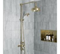 Park Lane Traditional Thermostatic Dual Head Exposed Mixer Shower - Brushed Brass