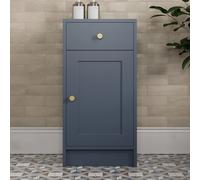 Park Lane Winchester Blue Freestanding Bathroom Storage Cabinet - 400mm - Brass Handles