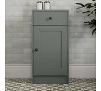 Park Lane Winchester Green Freestanding Bathroom Storage Cabinet - 400mm - Black Handles