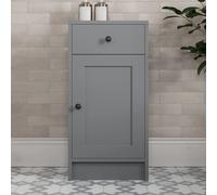 Park Lane Winchester Grey Freestanding Bathroom Storage Cabinet - 400mm - Black Handles