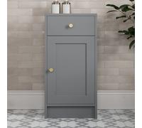 Park Lane Winchester Grey Freestanding Bathroom Storage Cabinet - 400mm - Brass Handles