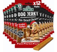 PARK LiFE Jerky Festive Turkey Flavour, Dog Treat, Puppy Training Snack, 12 x 70g (96 Strips Total)