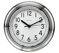 Park Madison Chrome Wall Clock Quiet 9 Inch Quality Quartz Battery Operated Round Easy to Read Home/Office/Kitchen/Classroom/School Clock Classic Movement