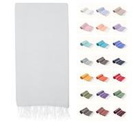 PARK&OZ Turkish Beach Towel - Oversized 100% Cotton Quick-Dry & Sand-Free Blanket 72"x40" - Ultra-Absorbent, Lightweight & Compact Pool Towel for Beach, Travel, Spa, Gym, Camping & Tie-Dye (White)