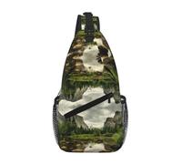 Park Scenery Unisex Chest Sling Bag With Multi-Pocket Design,Large Capacity Crossbody Bag Durable Polyester Adjustable Strap For Daily Commute Travel