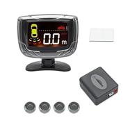 Park Sensor Car Rear Reversing Radar Parking Sensor Set LCD Display 4 Probe 65dB Buzzer Alarm Backup Monitor Detector(Red-Brown-Panel)