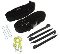 Park & Sun Sports Adjustable Outdoor Volleyball Boundary Webbing with Ground Stakes: 2" Wide Court Line Marker, Black