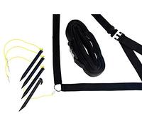 Park & Sun Sports Outdoor Volleyball Boundary Webbing with Ground Stakes, Fixed Short-Court, 2" Wide Court Line Marker, Black