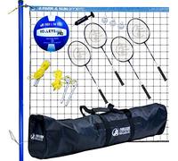 Park & Sun Sports Volley Sport Combo Set: Portable Outdoor Badminton/Volleyball Net System, Blue